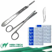 Suture Stitch Scissors 4.5"+Scalpel Handle #4 + 10 Surgical Blades #20