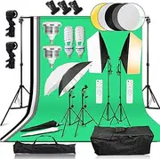 Abeststudio Photography Video Studio Lighting Kit Bi-Color Dimmable Softbox Umbrella Continuous Lighting Set with 4 Backdrops 6.6ft x 10ft Background Stand Support System for Portrait Video Shooting