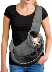 Portable Small Pet Dogs Cats Puppies Shoulder Bag Travel Carrier Shoulder Bag Breathable Mesh Transport Bag Small Dog Cat Sling Pet Carrier Backpack Pet Bag, L 2-4 kg