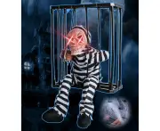 Screaming Animated Halloween Decoration,Halloween Hanging Decoration Prop with Spooky Sound Sound & Touch Activated Sensor Ghost Prisoner Haunted House