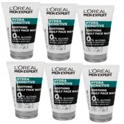 6x L'Oreal Paris Men Expert Hydra Sensitive Soothing Face Wash For Men 100ml