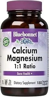 BlueBonnet Calcium Magnesium 1:1 Ratio Vegetarian Capsules, 180 Count