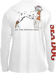 [SEA DOG] Set The Puppies Free UPF50 UV Sun Protection Long Sleeve Shirt 100% Microfiber Polyester - Designed & Printed in USA