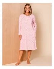 [Soho] Timeless Pointelle Long Sleeve Nightie in Pink Bluebell Floral Print