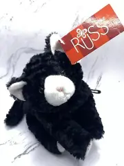 Russ Purse Pets CAT Kitten Carry Tote Bag Black White 12" Tag Toy Kid Girl Strap