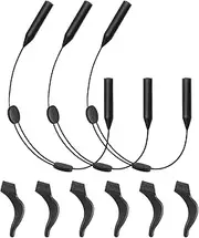 [TOYMIS] 3 Pcs Silicone Glasses Strap with 3 Pairs Ear Hooks, Adjustable Eyeglasses Strap Holder Sunglasses Strap Sport Glasses String for Kids Adults Men Women (Black), Black, m