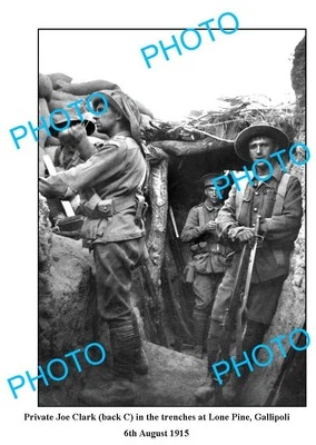 OLD 8x6 PHOTO AUST ANZAC SOLDIER IN THE TRENCHS AT LONE PINE GALLIPOLI c1915