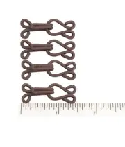 4 x Brown Large Covered Hooks & Eye Sewing Closure for Fur Coat Jacket Cape S...