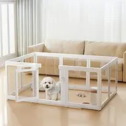 Clear Acrylic Dog Playpen Indoor for Small Dogs and Puppies Transparent Freestanding Dog Pen Fence for Home Use 23.6" 10 Panels Modern Design Easy Assembly