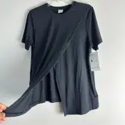 New Athleta Maternity Essence Asymmetrical Top Black Open Back Size Small