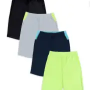 Athletic Works Boys Active Shorts, 4 Pack Bundle Size M (8)Husky Dri-Works New