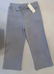 NEW Knit Wide Leg Girls Pants Light Blue Size 6 Elastic Waistband Pull On