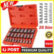 25x Hex-Head Multispline Screw and Bolt Extractor Set Stripped Fastener Tool NSW