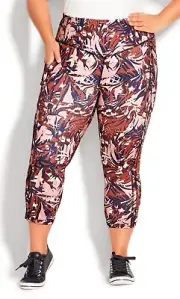 Ave Leisure By City Chic Ladies Desert Palm Crop Leggings Pant size 24 26 Palm