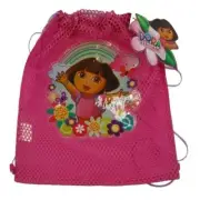Sling Bag Tote Drawstring Net Mesh Nickelodeon Dora The Explorer Pink New