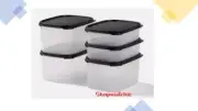 Tupperware Modular Mates Mini Rectangles Set of 5 Black Seal Containers New