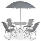 6 Piece Outdoor Dining Set Steel and Textilene Grey vidaXL