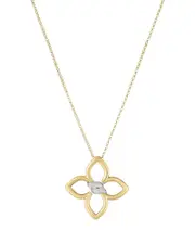 Roberto Coin 18K White & Yellow Gold Cialoma Diamond Flower Pendant Necklace, 17