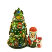 Christmas Decoration Nested Tree With Dolls Santa Claus Snowmen Nutcracker