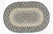 2 PC Braided Jute Oval Placemat/Trivet/Swatch. BLUE, TAN. Earth Rugs. 10" x 15"