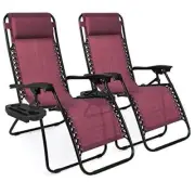 Best Choice Products Set of 2 Adjustable Steel Mesh Zero Gravity Lounge Chair Re