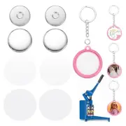 25 Sets Button Maker Supplies 32mm / 1.26 Inch Blank Keychain Button Parts, Pink