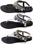 Woman's Black White Orange Gladiator FlipFlop Slip On Sandal Thongs Shoe Sz 5-10