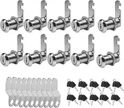 KEJJNYER 10 Pack Cam Locks Keyed Alike, 1-1/8''Cylinder Fits on 7/8'' Max Panel Thickness RV Storage Locks, Cabinet Cam Lock with Keys File Drawer Mailbox Replacement Lock Set, Zinc Alloy