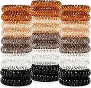 MAQIHAN 40 Pack Spiral Hair Ties - Telephone Cord Hair Ties,Coil Hair Ties for Women Girls Kids Teens,Teleties Hair Scrunchies for Long Hair,Spiral Ponytail Holders for Thick Hair,Elastic Waterproof Cord Hair Coils Accessories, Neutral Colors