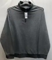 NWT Men’s Van Heusen Big & Tall Mock Neck Quarter Zip Twill Sweater Grey 2XLT