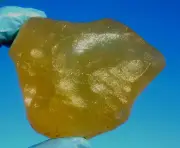 Libyan Desert Glass Meteorite Tektite impact specimen( 1960 crt) Dimples yellow