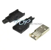 5Pcs USB2.0 Type-A Plug 4-pin Male Adapter Connector jack&Black Plastic Cover