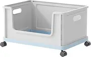 AIMALL Stackable Under Desk Book Cart with Wheels, Durable PP Book Storage Box, 18.5x13x10.8 Inches, Smooth Rolling Mobile Book Basket for Classroom and Office Use