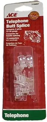 Ace Telephone Butt Splice 2-Wire Connectors 3104007 NOS Factory-Sealed 10/pack