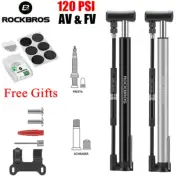 ROCKBROS Mini Alloy Tire Bike Pump 120psi Bicycle Air Pump Presta Schrader Valve