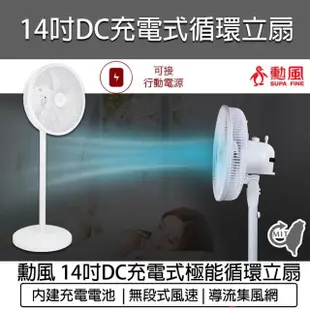 【勳風】14吋 USB充電式行動 DC直流電風扇 BHF-T0063(電扇 循環扇 DC扇 電風扇 直立扇)