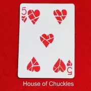 5 Hearts, Broken. Blue Bicycle Gaff Playing Card, Custom Printed