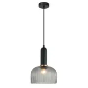 VINTAJ Pendant Lamp Light Interior ES Black Smoky Glass Dome OD200mm