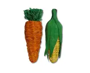 Rosewood 21cm Corn Leaf Play Veg Carrot & Corn Hamster/Rabbit Pet Toy Jumbo GRN