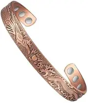 EnerCoppeX Pure Copper Magnetic Bracelets for Women for Arthritis and Joint, Magnetic Therapy Copper Bracelet High Power Triple Cuff, Adjustable Dragon Cuff Bangle for Men