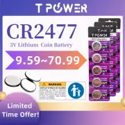 Tpower CR2477 3V Cell coin lithium button battery DL2477 ECR2477 wholesale