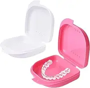 Y-Kelin Retainer Box Retainer Container Partial Denture Box (Pink+White)