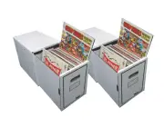 2 LP Vinyl Record Album Storage Boxes with Drawer & Dividers Record Storage Box