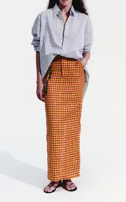 [ZANKOV] Ludivine Checked Vichy Maxi Skirt