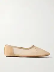 [Loeffler Randall] Loeffler Randall - Landon Bow-embellished Mesh Ballet Flats - Beige - US12 US 12 Neutrals