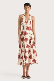 Marais Midi Dress Cecile Floral Garnet