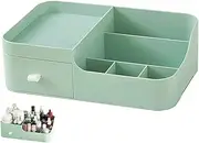 FOREVERIE Makeup Organisers with 1 Drawer, Plastic Skincare Storage Box Desk Organiser Display for Bathroom, Bedroom, Home and Office, Green (Small)
