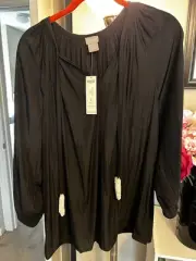 Chico’s Black Tie Front Blouse Size 2