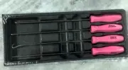 NEW Snap-on PINK HARD HANDLE Long Awl Hook and Pick Set ASAL204BPM
