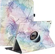 New iPad 9th/ 8th/ 7th Generation Case (10.2 inch) - 360 Degree Rotating Stand Smart Protective Cover with Auto Sleep Wake Feature for Apple iPad 10.2 Inch 2021/2020/2019 (Colorful Leaves)